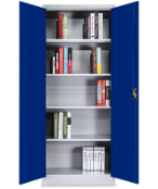 Lager|Zwei Stahlschrank - 195x120x60 - Tür RAL 5010 / Korpus RAL 7047