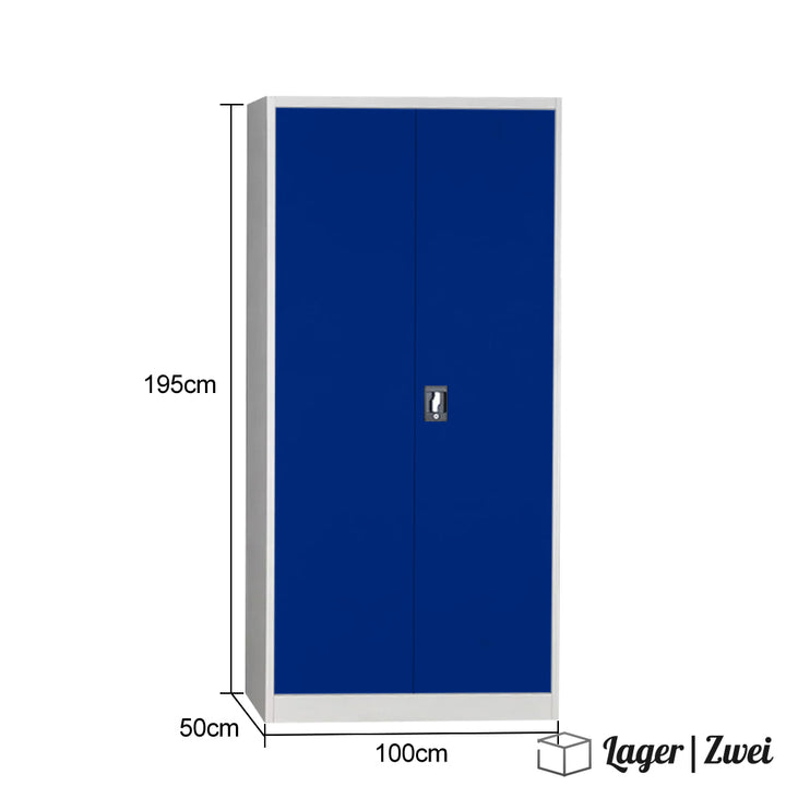 Lager|Zwei Stahlschrank - 195*100*50 - Tür RAL 5010 / Korpus RAL 7047