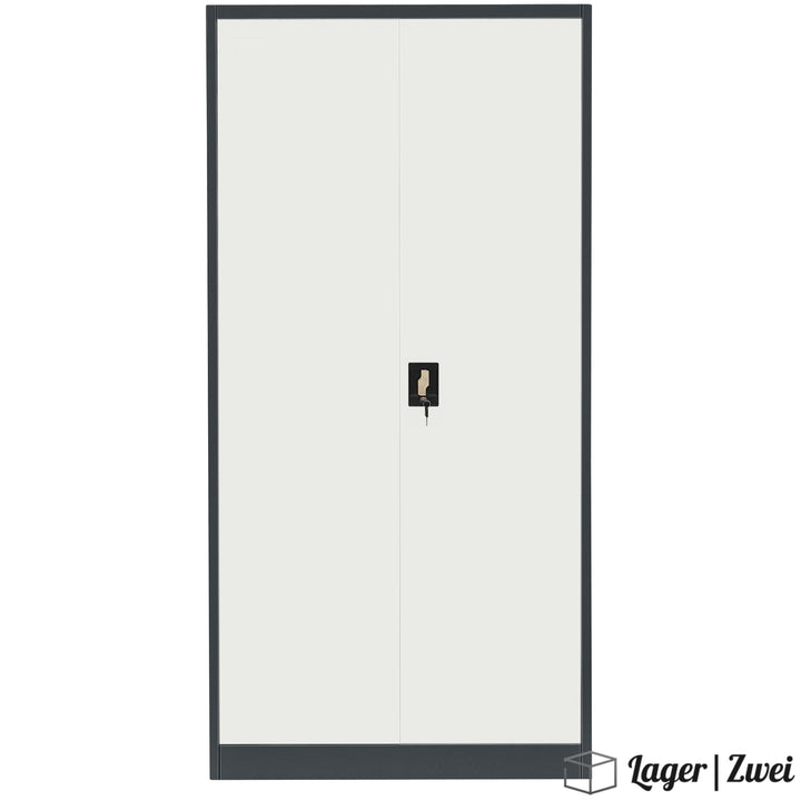 Lager|Zwei Stahlschrank - 185*90*40 - Tür Reinweiß RAL 9010 / Korpus Anthrazit RAL 7016