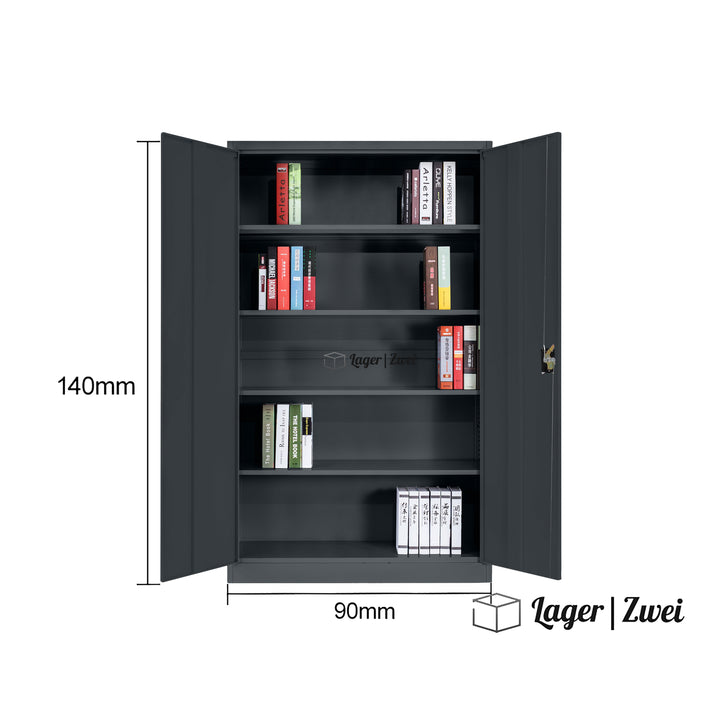 Lager|Zwei Stahlschrank - 140*90*40 - Tür RAL 7016 / Korpus RAL 7016