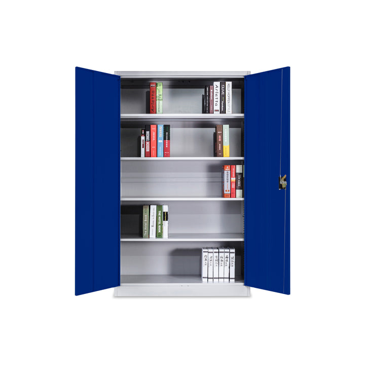 Lager|Zwei Stahlschrank - 140*90*40 - Tür RAL 5010 / Korpus RAL 7047