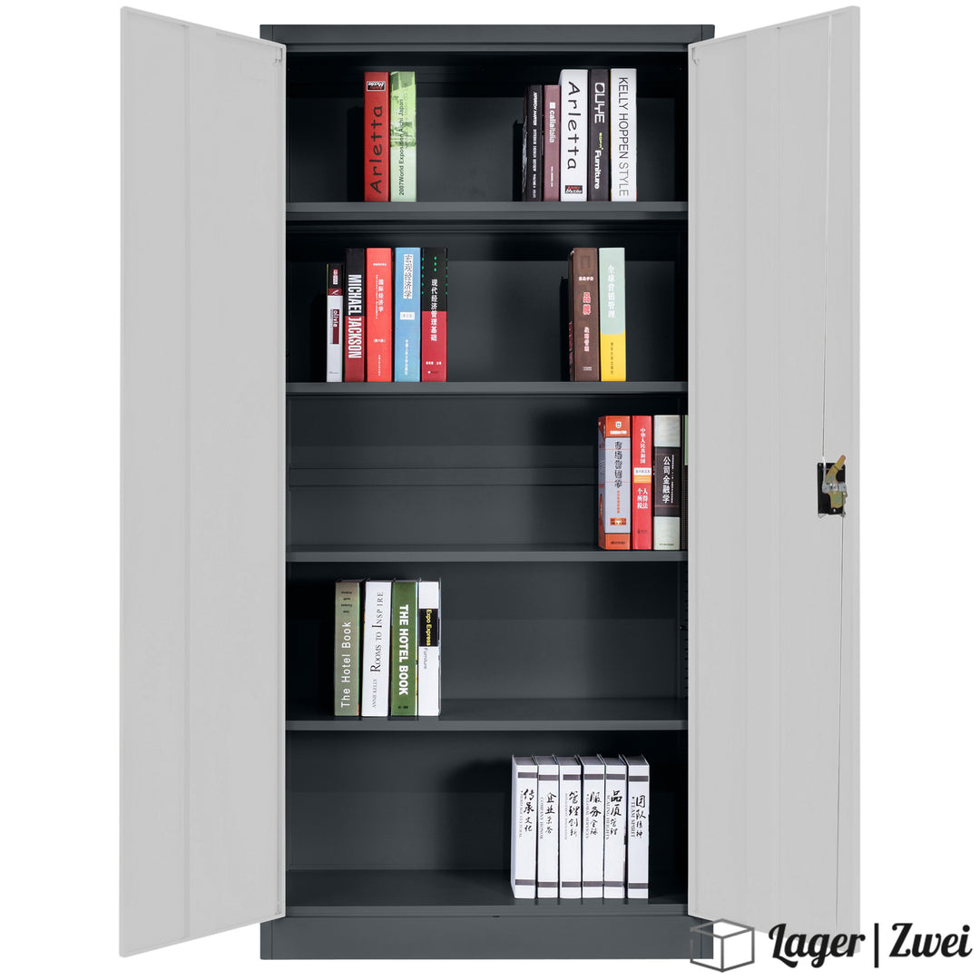 Lager|Zwei Stahlschrank - 185*90*40 - Tür RAL 7047 / Korpus RAL 7016