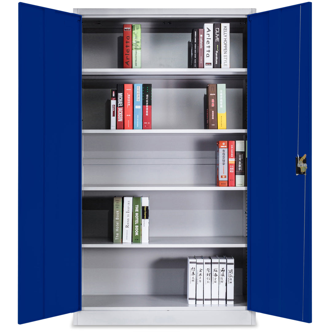 Lager|Zwei Stahlschrank - 185*90*40 - Tür RAL 5010 / Korpus RAL 7047