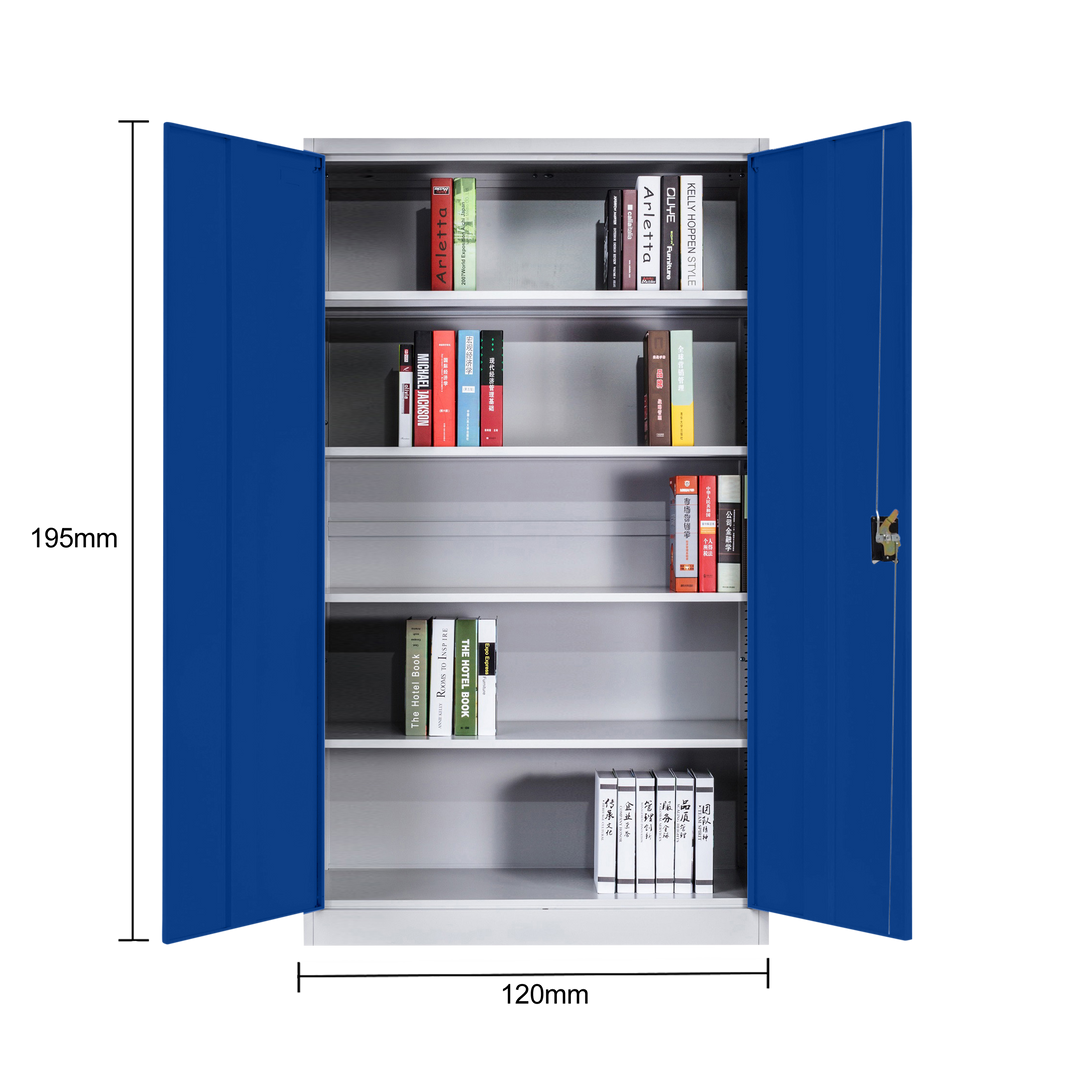 Lager|Zwei Stahlschrank - 195*100*50 - Tür RAL 5010 / Korpus RAL 7047