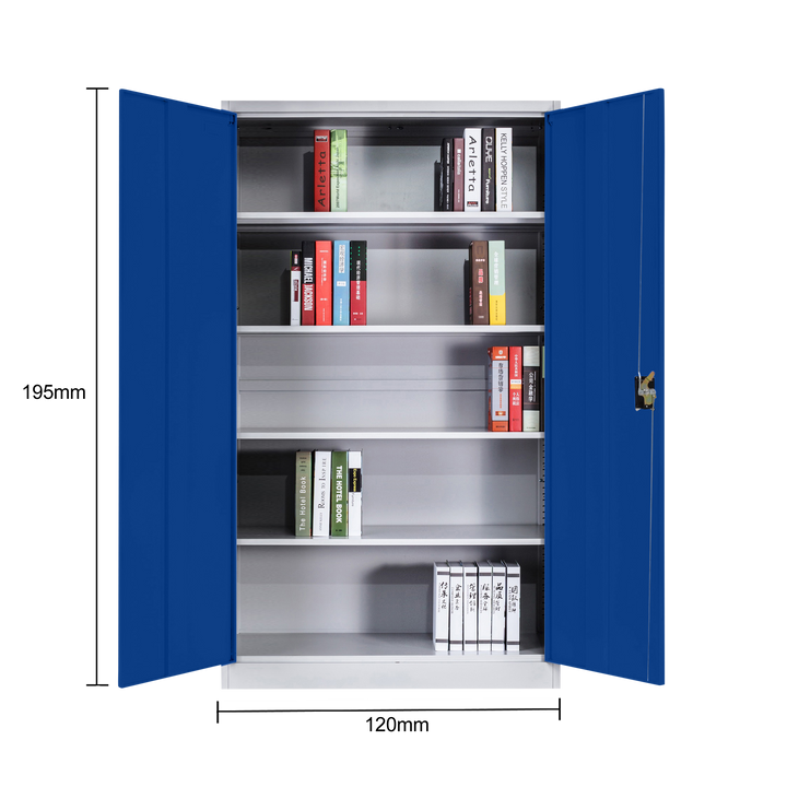 Lager|Zwei Stahlschrank - 195*100*50 - Tür RAL 5010 / Korpus RAL 7047