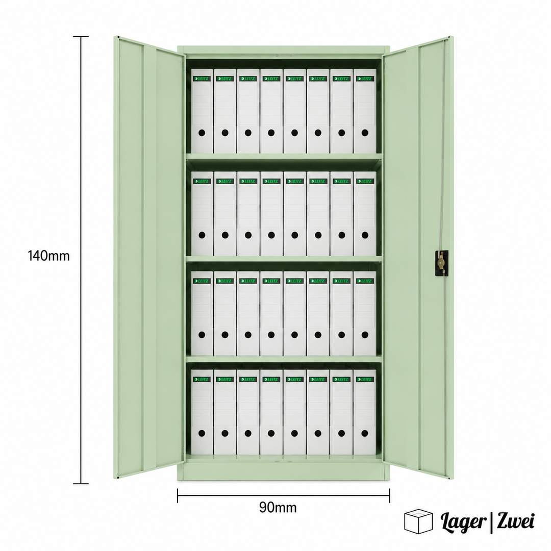 Lager|Zwei Stahlschrank - 140*90*40 - Tür RAL 6019 / Korpus RAL 6019
