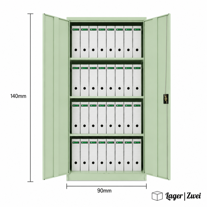 Lager|Zwei Stahlschrank - 140*90*40 - Tür RAL 6019 / Korpus RAL 6019